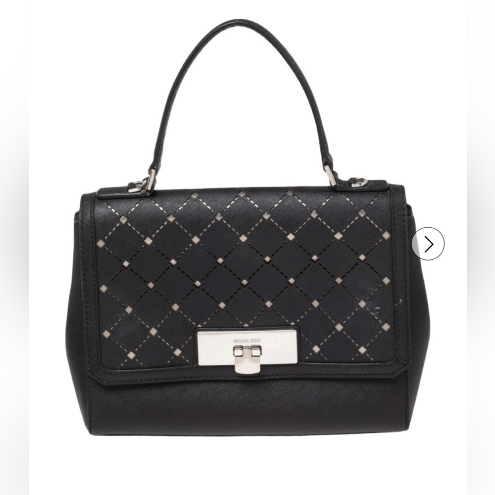 MICHAEL Michael Kors Black Perforated Leather Callie Top Handle Bag